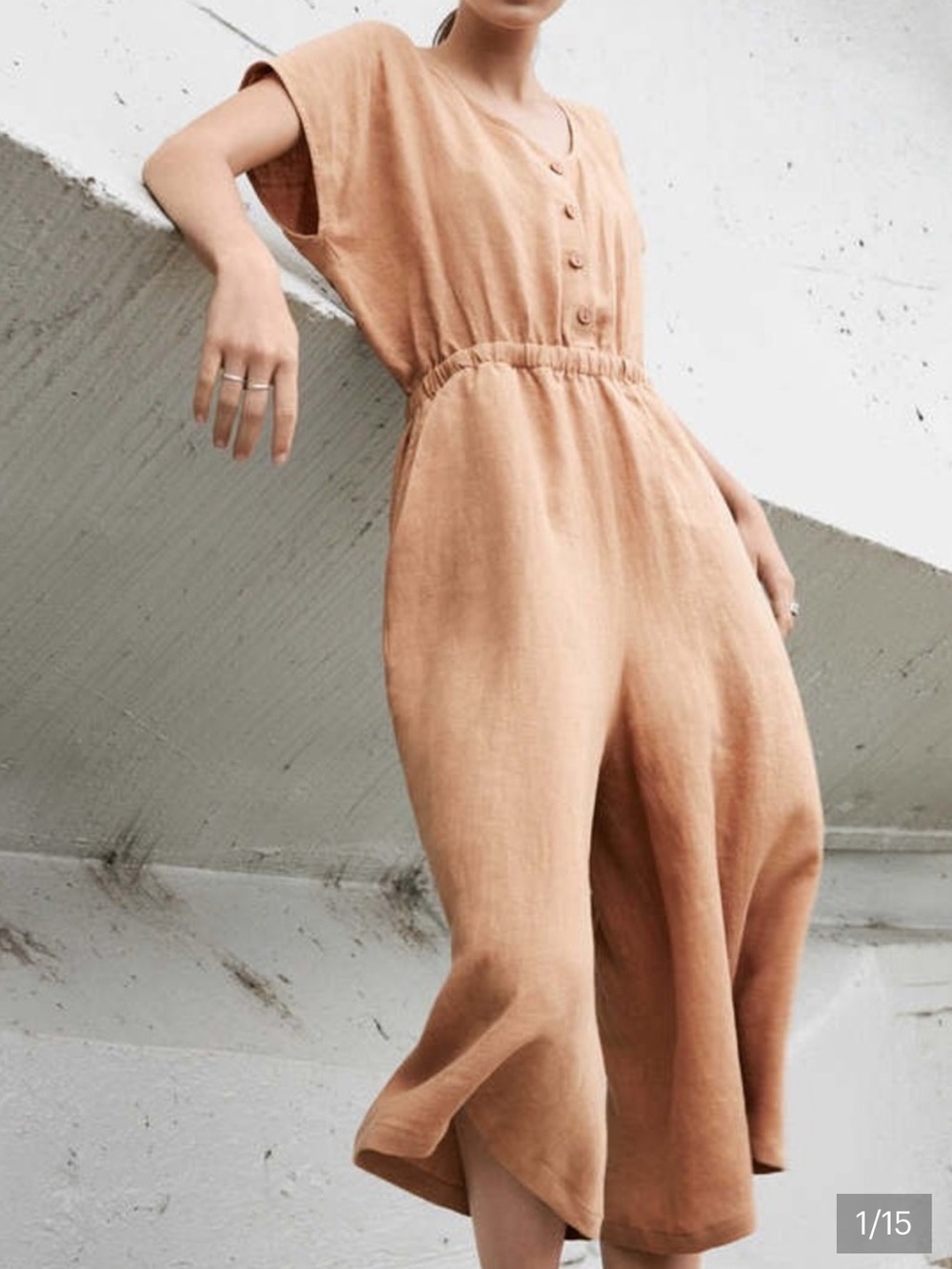 Eve Gravel Rosie Jumpsuit
Linen Wide-Leg Caramel Tan size XL